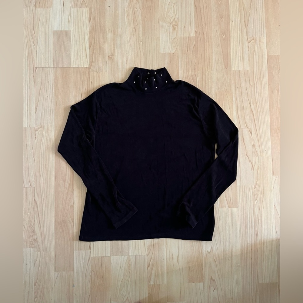 Vintage Black Rhinestone mock neck
